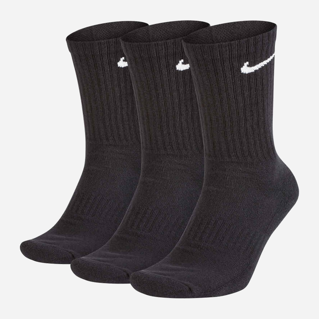 Набір чоловічих шкарпеток високих бавовняних Nike Everyday Cushioned Crewack (SX7664-010) S 3 пари Чорний (888407233593) - зображення 1