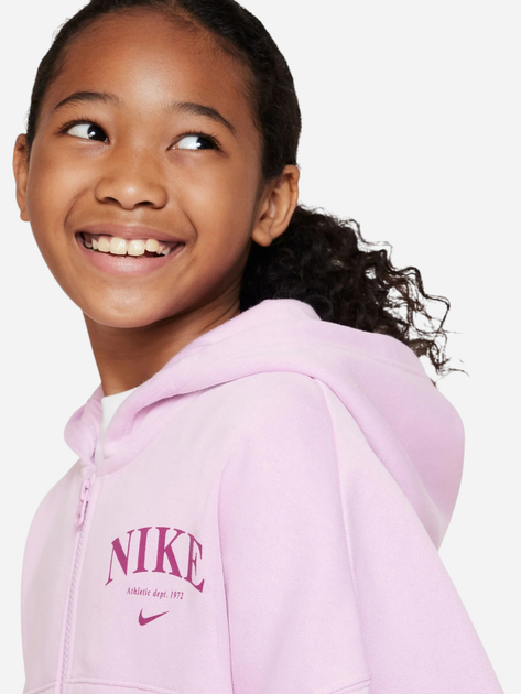 Підліткова тепла толстовка на флісі для дівчинки Nike G Nsw Trend Flc Fz Hoodie DV2565-676 L (147-158 см) Рожева (196152834645) - зображення 4