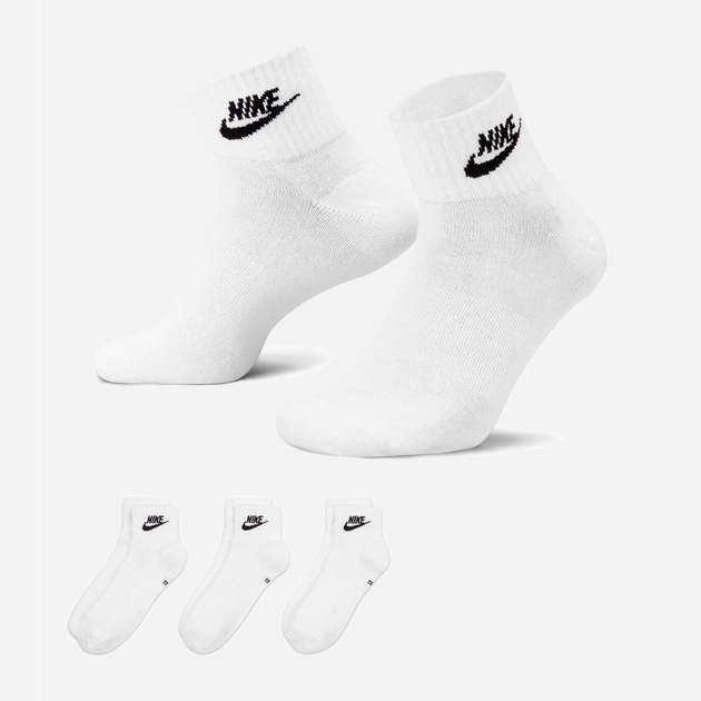 Набір жіночих шкарпеток 3 пари Nike Everyday Essential DX5074-101 S (34-38) Білі (196149232133) - зображення 1