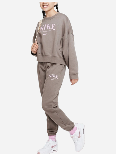 Дитячі утеплені спортивні штани для дівчинки Nike G Nsw Trend Flc Cf Pant DZ4616-040 S (128-137 см) Коричневі (196152839756) - зображення 3