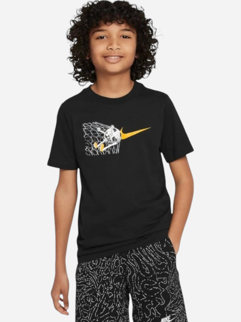 Koszulka chłopięca młodzieżowa bawełniana Nike Sportswear FD3974-010 XL (158-170 cm) Czarna - obraz 1