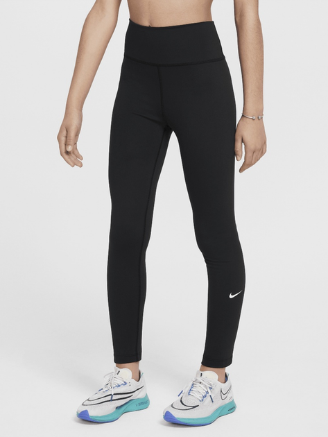 Legginsy młodzieżowe dla dziewczynki sportowe Nike One FZ5605-010 M (137-147 cm) Czarne - obraz 1