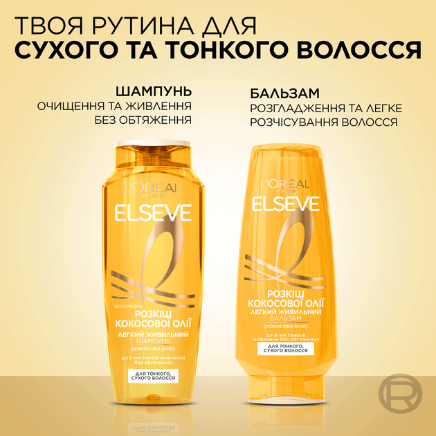 Бальзам-ополаскиватель L'Oreal Paris Elseve Роскошь кокосового масла для нормальных волос, которые нуждаются в питании 200 мл (3600523713134) - изображение 6