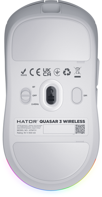 Миша HATOR Quasar 3 Wireless White (8721249196713) - зображення 6