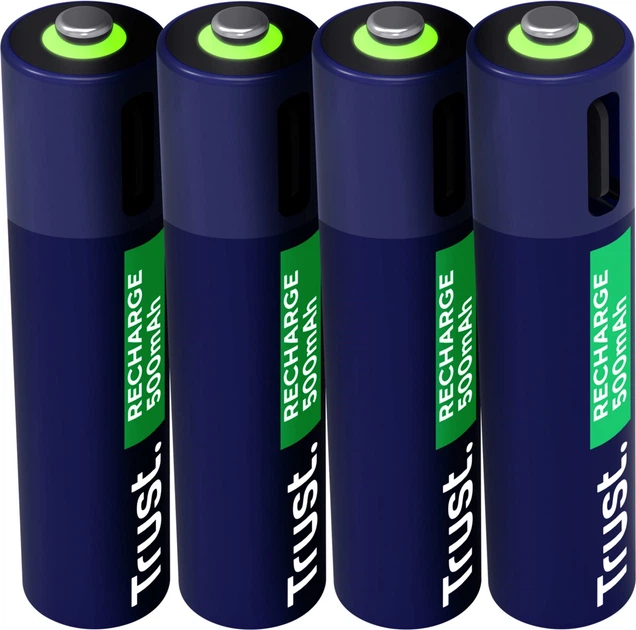 Акумулятор Trust USB Type-C AAA, 1.5V 500mAh, Li-Ion, 4 шт (TR25671) - зображення 2