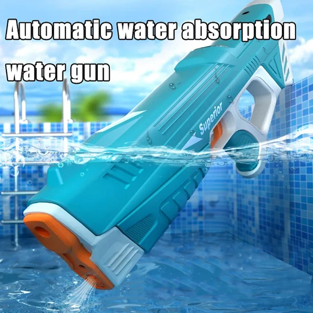 Водный пистолет электрический Water Gun водяной бластер автомат с автоматической закачкой воды Water Superior Gun Голубой (128168) - Фото 6 Водный пистолет электрический Water Gun водяной бластер автомат с автоматической закачкой воды Water Superior Gun Голубой (128168) - изображение 6