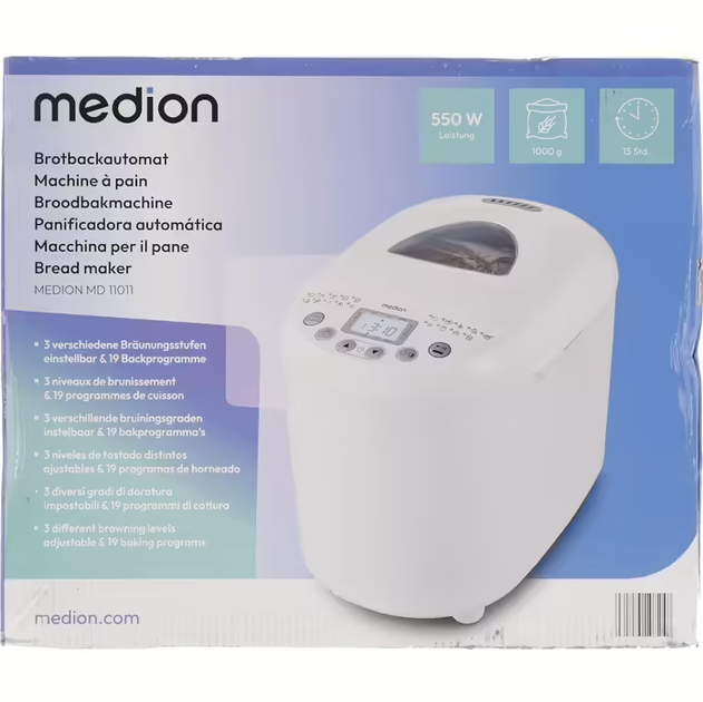 Хлібопічка для хліба MEDION MD11011 на 19 програм, піч для хліба 550 Вт - зображення 8