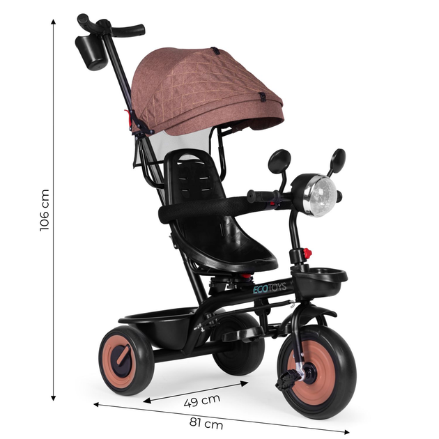 Триколісний велосипед EcoToys 3 в 1 WQL-066-51 Коричневий (5905817005963) - зображення 14