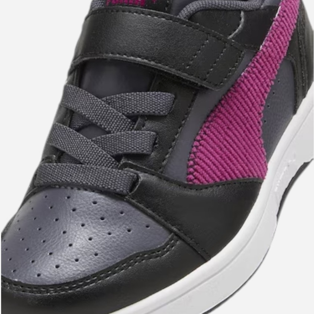 Sneakersy chłopięce wysokie Puma Rebound V6 Lo Cord Ac+ Ps 398723-02 31 (12UK) Szary/Czarny - obraz 4