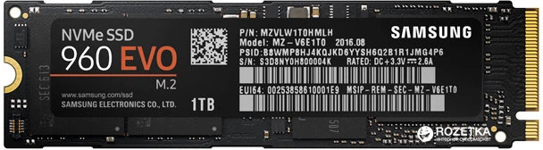 SSD диск Samsung 960 Evo series 1TB M.2 PCIe 3.0 x4 3D V-NAND TLC