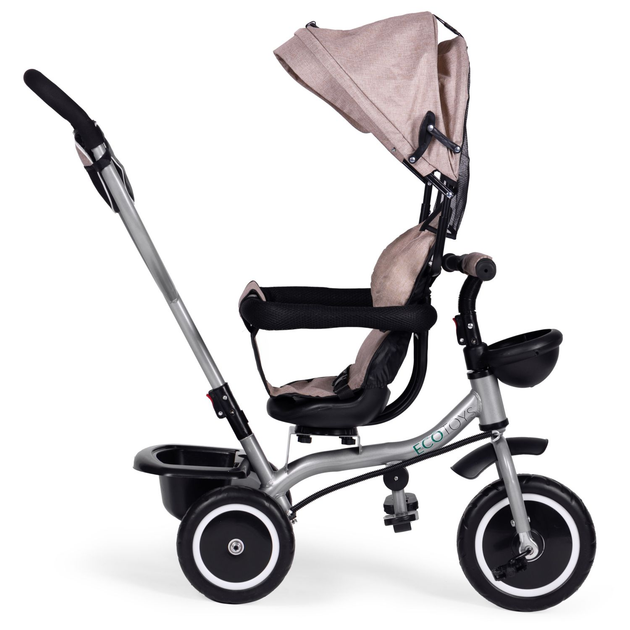 Rowerek trójkołowy spacerówka EcoToys 2 w 1 WQL-066-52 Brązowy (5905817005895) - obraz 4