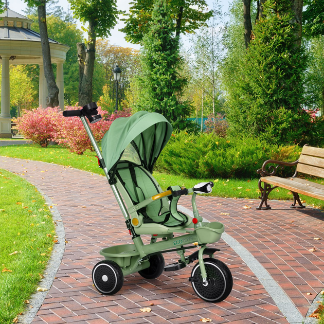 Rowerek trójkołowy spacerówka EcoToys 2 w 1 WQL-066-18 Zielony (5905817005918) - obraz 9