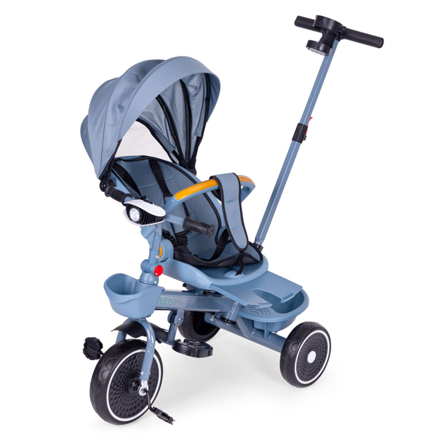 Rowerek trójkołowy spacerówka EcoToys 2 w 1 WQL-066-18 Niebieski (5905817005925) - obraz 5
