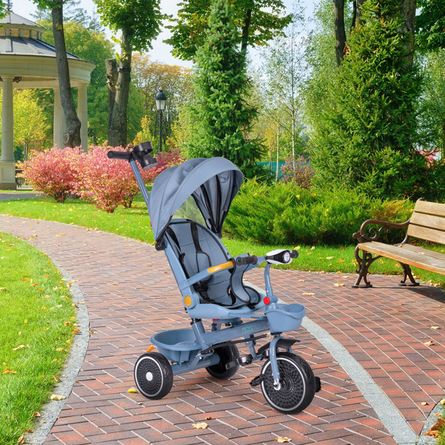 Rowerek trójkołowy spacerówka EcoToys 2 w 1 WQL-066-18 Niebieski (5905817005925) - obraz 9