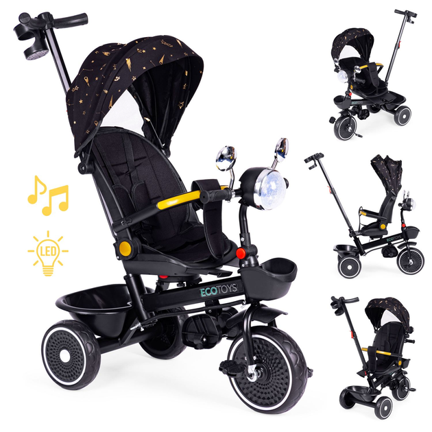 Rowerek trójkołowy spacerówka EcoToys WQL-186 Czarny (5905817005956) - obraz 5
