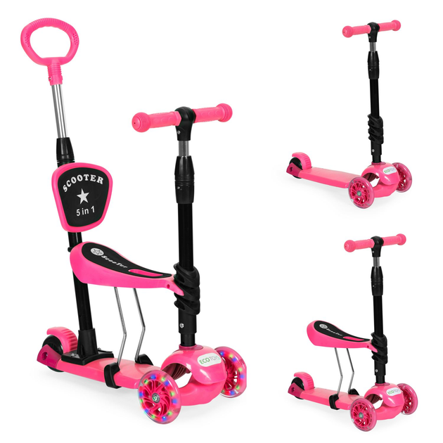 Hulajnoga dziecięca EcoToys 3 w 1 YM-SW-6 Różowa (5903769978809) - obraz 7