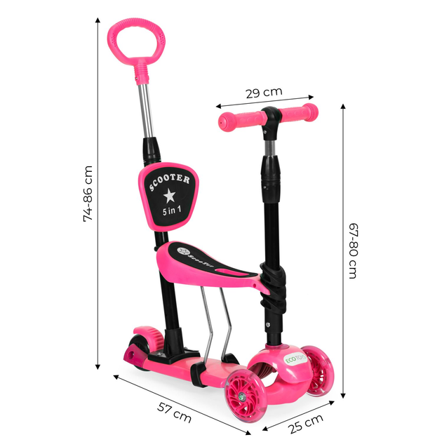 Hulajnoga dziecięca EcoToys 3 w 1 YM-SW-6 Różowa (5903769978809) - obraz 9