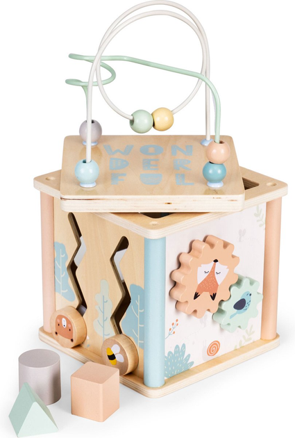 Drewniany sorter EcoToys kostka edukacyjna (5903769977451) - obraz 1