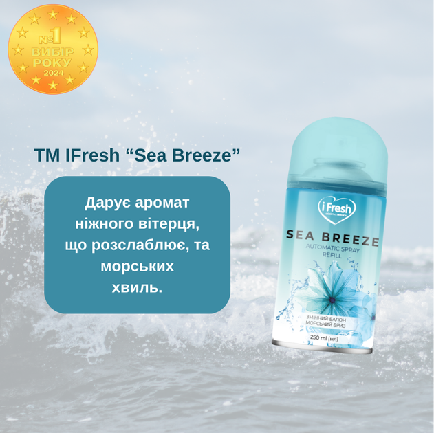 Упаковка сменных аэрозольных баллонов iFresh Sea breeze 250 мл х 2 шт (iF-000041) - изображение 3