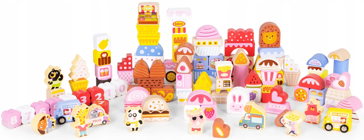 Дерев'яний конструктор EcoToys Цукеркове місто 116 елементів (5903769977918) - зображення 4