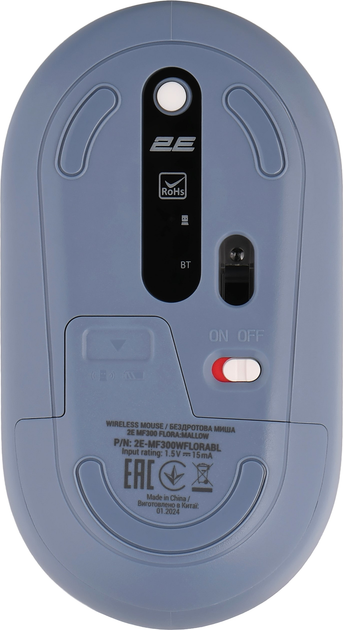 Мышь 2E MF300 FLORA:MALLOW Silent WL BT Blue (2E-MF300WFLORABL) - изображение 2
