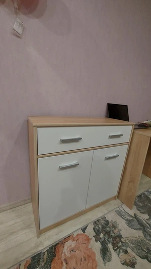 Комод 2Д1Ш Мебель Сервис Типс Дуб самоа + Белый 83.4х34.3х85 см - изображение 3