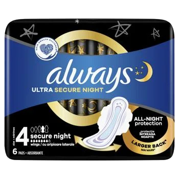 Гигиенические прокладки Always Ultra Secure Night 6шт 7 капель - Фото 1 Гигиенические прокладки Always Ultra Secure Night 6шт 7 капель - изображение 1