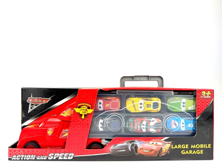 Игровой Набор Тачки Большой Тягач Фургон + 6 Машинок ( Молния