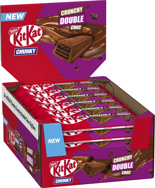 Упаковка батончиків KitKat Chunky Crunchy Double Choc 42 г х 24 шт - Фото 2 Упаковка батончиків KitKat Chunky Crunchy Double Choc 42 г х 24 шт - изображение 2