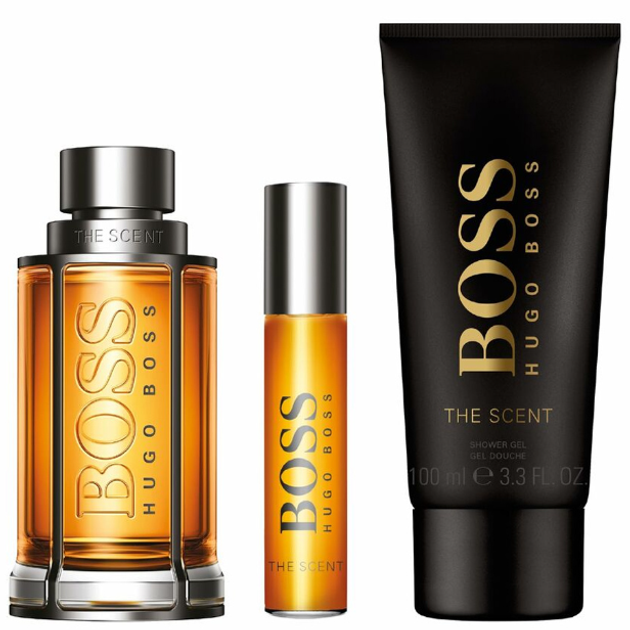 Подарунковий набір для чоловіків Hugo Boss The Scent Туалетна вода 100 мл + Гель для душу 100 мл + Туалетна вода 10 мл (3616304197987) - зображення 1