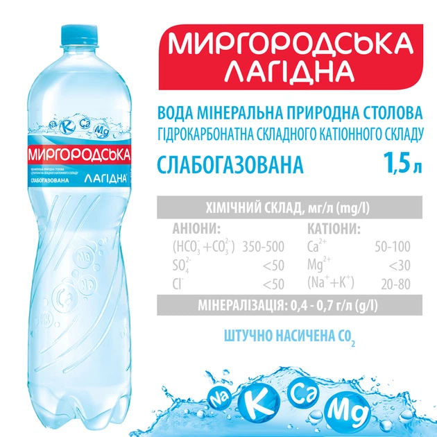 Упаковка мінеральної природної лікувально-столової слабогазованої вода "Миргородська" 1,5 л х 6 пляшок - Фото 2 Упаковка мінеральної природної лікувально-столової слабогазованої вода "Миргородська" 1,5 л х 6 пляшок - изображение 2