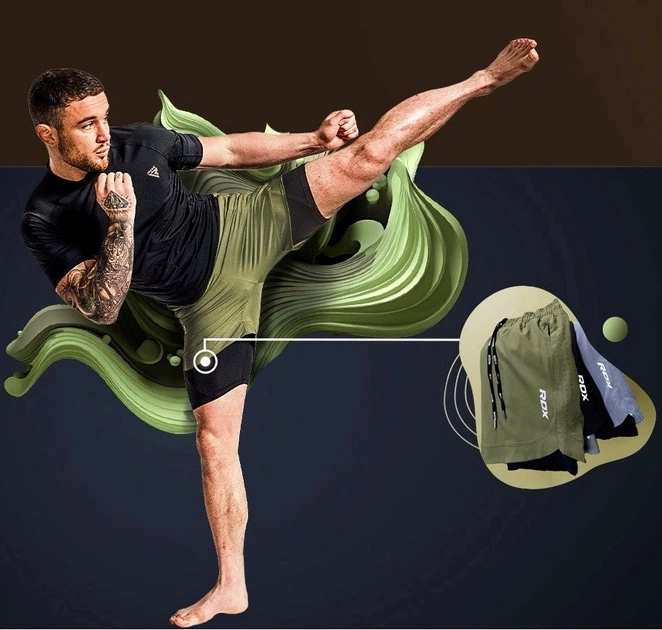 Компресійні шорти для RDX MMA T16 2-в-1 GREN/BLACK-L (MSC-T16AGB-L) - зображення 7
