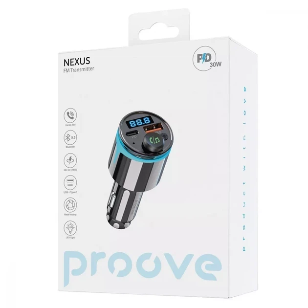 FM-трансмиттер Proove FM Launcher Nexus АЗУ 30W PD+QC3.0 Type-C+USB Black - изображение 8