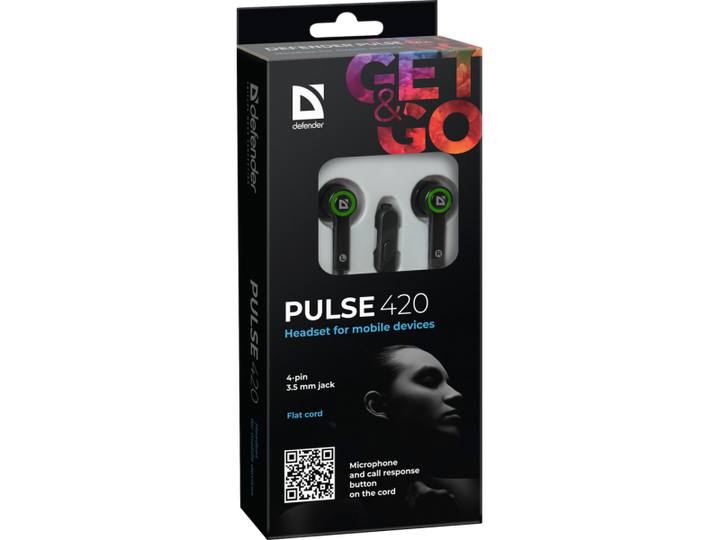 Навушники Defender Pulse 420 Black/Green - Фото 3 Навушники Defender Pulse 420 Black/Green - изображение 3