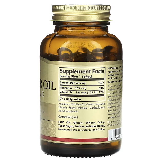 Жир Печени Трески (Витамины А и D) COD Liver Oil - 100 софтгель 033984009400 - изображение 2