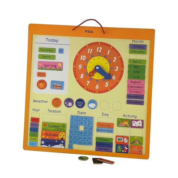 Магнітний календар Viga Toys з годинником англійською мовою (50377) 3698888 - зображення 3