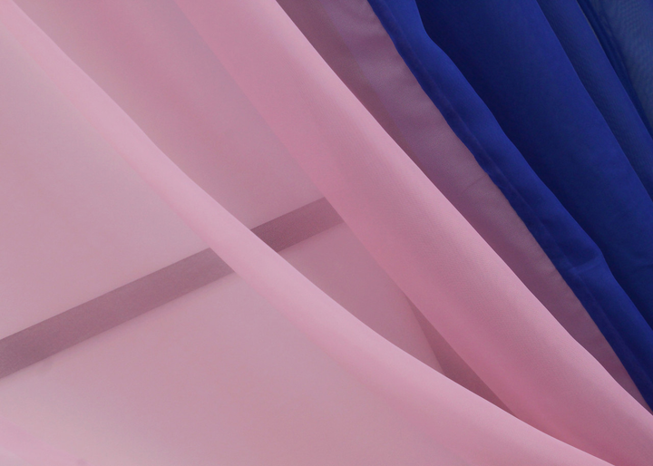 Кухонні штори VR-Textil № 017к комбіновані з підв'язками синій з рожевим 265х170 см (52-1008) - зображення 4