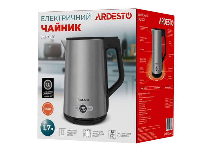 Электрочайник-термопот с двойными стенками и термометром ARDESTO EKL-X52E - Фото 4 Электрочайник-термопот с двойными стенками и термометром ARDESTO EKL-X52E - изображение 4