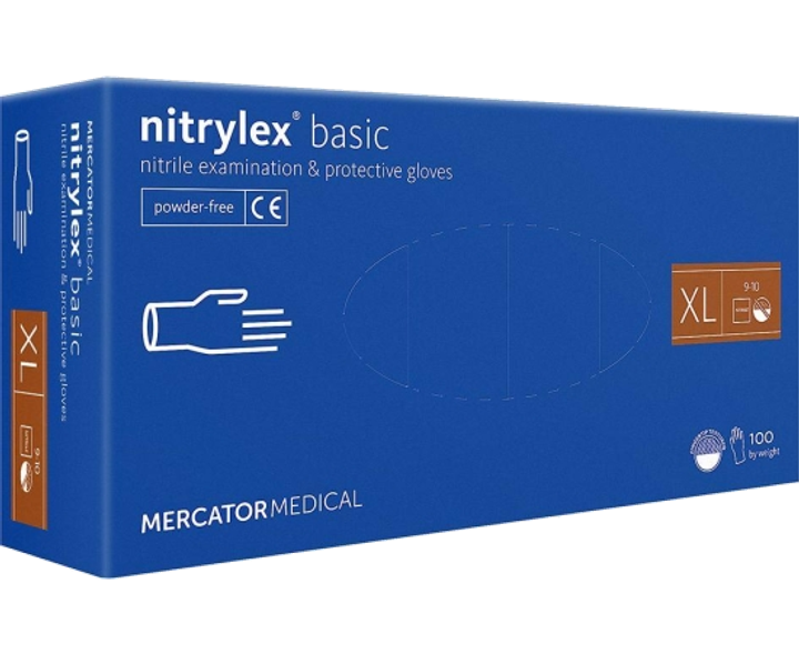 Рукавички нітрилові сині NITRYLEX Basic ХL 100 шт - зображення 1