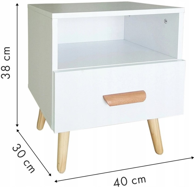 Приліжкова тумба ModernHome by Multistore (WYJ-258 WHITE) - зображення 6