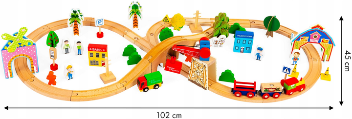 Zestaw do zabawy EcoToys Kolejka drewniana 74 elementy (5903089065418) - obraz 6