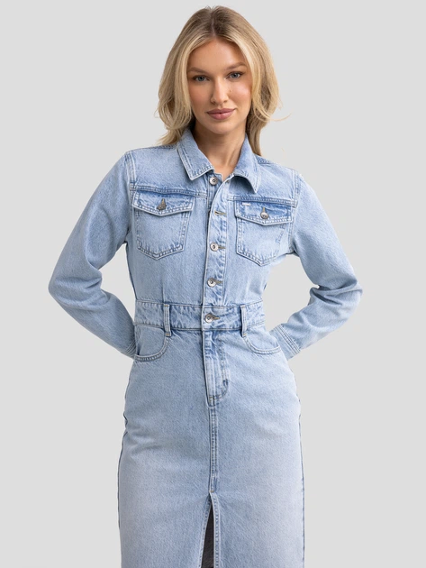 Плаття-сорочка джинсове міді осіннє жіноче Big Star Laylana 162 M Блакитне (5900714830885) - зображення 6