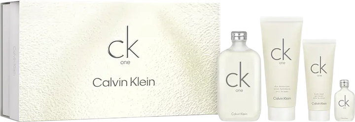 Zestaw unisex Calvin Klein Ck One Woda toaletowa 100 ml + Balsam do ciała 200 ml + Żel pod prysznic 100 ml + Woda toaletowa 5 ml (3616305433459) - obraz 1