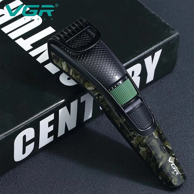 Аккумуляторная машинка триммер для стрижки волос бороды и тела USB VGR V-053 PRO Камуфляж - изображение 2