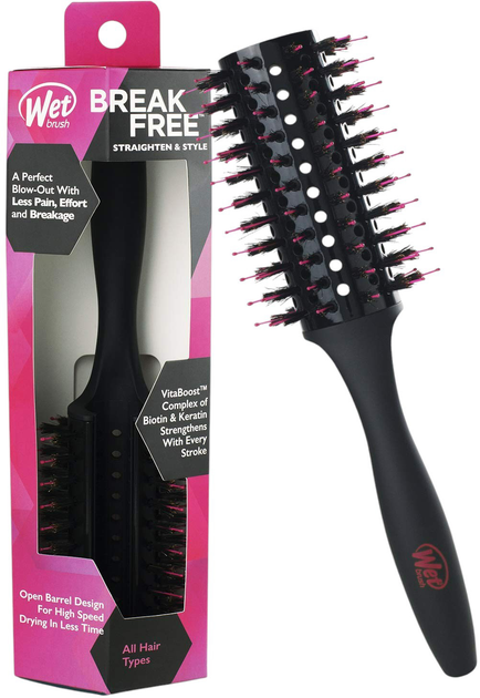 Щітка для волосся Wet Brush Break Free Straighten & Style Round Чорна (736658575309) - зображення 1