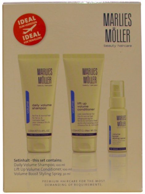 Zestaw do pielęgnacji włosów Marlies Moller Perfect Volume Szampon Daily Volume 100 ml + Odżywka Lift-Up 100 ml + Spray Volume 30 ml (9007867211601) - obraz 1