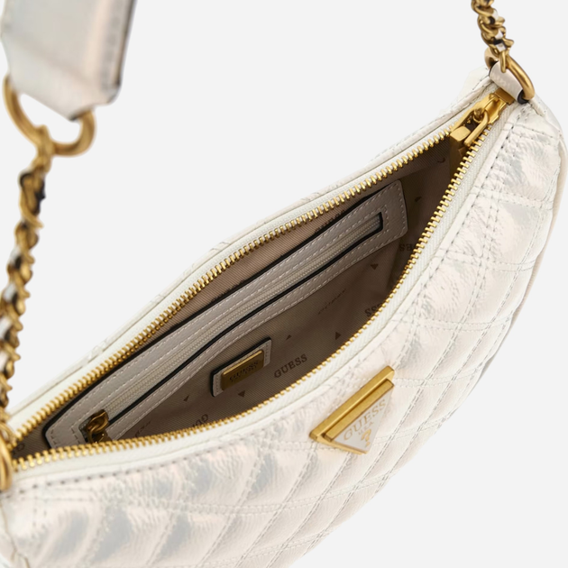 Сумка хобо жіноча маленька Guess Giully HWQI8748120-IVO Біла (800070316652) - зображення 3
