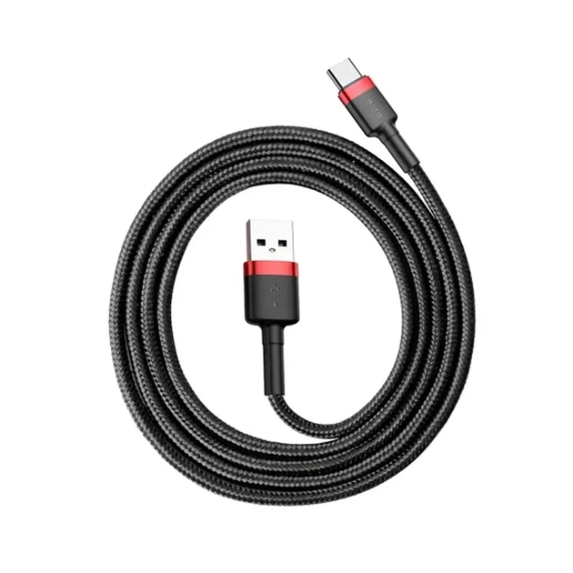 Зарядний кабель Baseus Cafule Type-C 3A 1m Red/Black (CATKLF-B91) - изображение 3