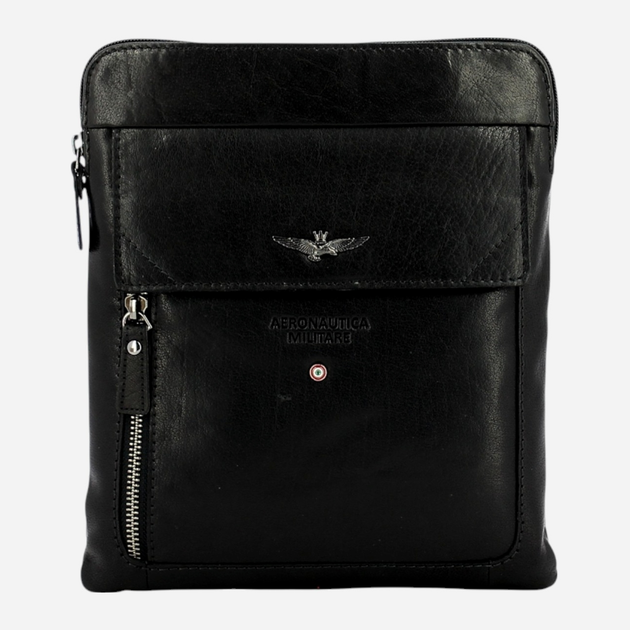 Torba listonoszka męska skórzana Aeronautica Militare Vintage Borsello AM302-NE Czarna (800070110209) - obraz 1