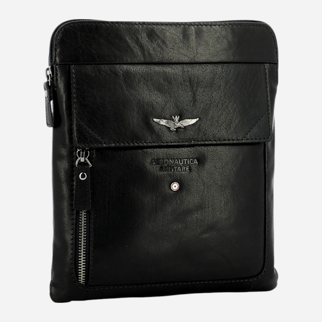 Torba listonoszka męska skórzana Aeronautica Militare Vintage Borsello AM302-NE Czarna (800070110209) - obraz 3